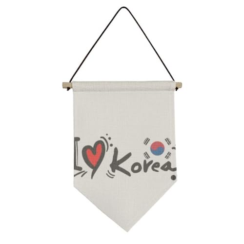 Illustration de cœur sur toile à suspendre I Love Korea, le cadeau idéal