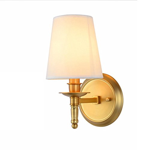Preisvergleich Produktbild HAIYUANNAN Wandleuchte Nachttischlampe Retro Creative Bügeleisen Stoff Lampenschirm Kupferfarbe E14 Einzelner Kopf 15 * 35 * 20cm Schlafzimmer Wohnzimmer Studieren Keine Lichtquelle