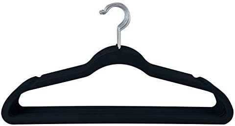 Simplify 10 Super Slim Velvet Huggable Hangers in Black