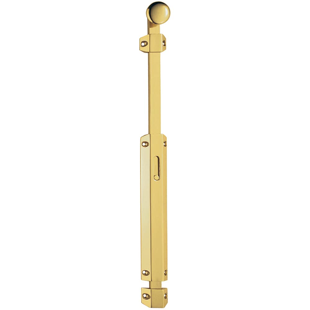 Loops Polished Brass Extended Surface Mounted Flat Door Bolt Lock - 355 X 36Mm - | Sliding Security Barrel Bolt - Heavy Duty Secure Sliding Latch - Door/Gate Wall Mounted Lock