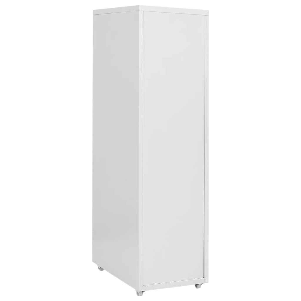 Armadietto portadocumenti in metallo grigio con 8 cassetti e 4 ruote 28 x 41 x 109 cm per organizzazione ufficio e archiviazione
