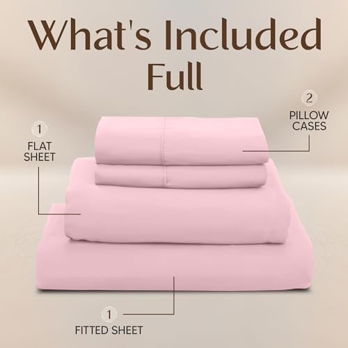 Image of Utopia Bedding Full Bed Sheets Set - 4 Piece Bedding - Brushed Microfiber - Shrinkage and Fade Resistant - Easy Care (Full, Pink)