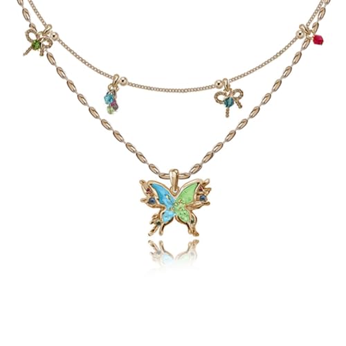 MASW Retro sweet butterfly necklace Fashion colorful butterfly necklace Personalized women's accessories Fashion animal accessories M3822