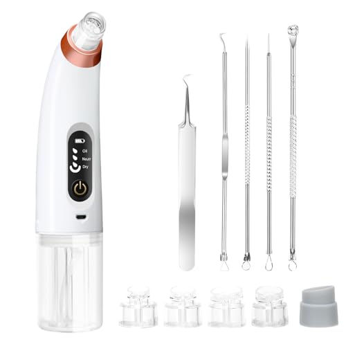 Danvisit Blackhead Remover Vacuum: Water Cycle Facial Pore Cleaner with 3 Suction Powers 6 Probes & USB Rechargeable, Pore Vacuum Blackhead Extractor Tools,White