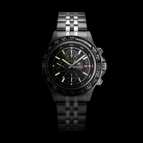 Image of Swiss Military Hanowa SMWGI0003402 - Swiss Made Round Black Chronograph - Watch for Men