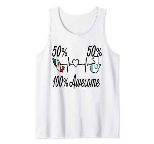 50 % Mexicano 50 % Bandera de Guatemala México Latidos del corazón de Guatemala Camiseta sin Mangas
