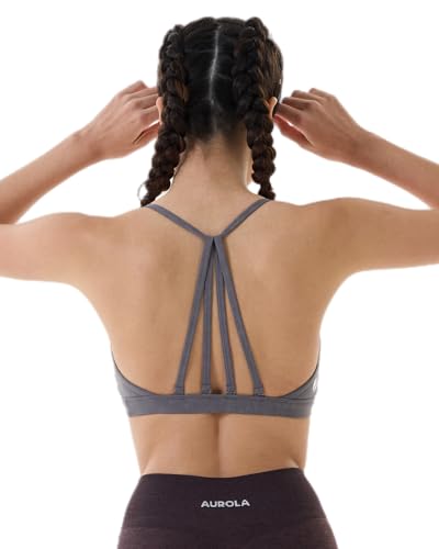 Image of AUROLA Mercury Workout Sports Bras Women Athletic Removable Padded Backless Strapy Minimal Crop Top