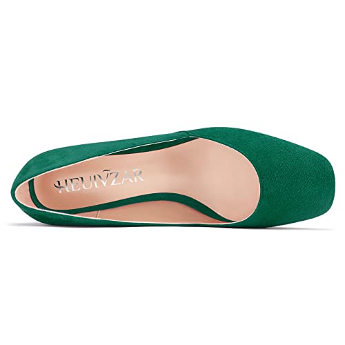 HEUIVZAR Pumps for Women Slip-on Round Toe Block Chunky Mid Low Heel Suede Shopping Vacation Classic 2 Inch4