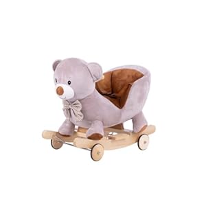 Balancín para bebé a partir de 1 año – Oso de peluche balancín caballo para niños de hasta 25 kg – con columpio y función de balanceo – hace sonidos de animales – con cinturones de seguridad –