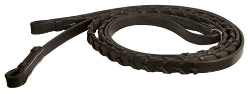 DaVinci Flat Laced Reins/Hook 5/8inx60in Dk Brown