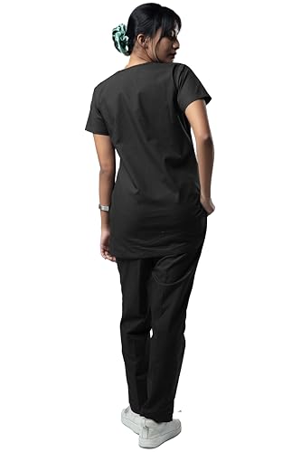 Image of UNIFORM CRAFT Women's Scrub Suits DSVX || 4 pocket scrubs | Ideal for doctors, dentists, vets, nurses & healthcare professionals (Black, M)