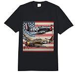 WW2 Airplanes American US Flag Comfort Colors Adult Heavyweight T-Shirt