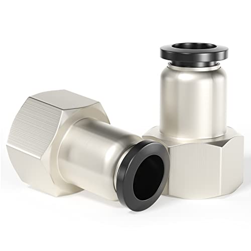 TAILONZ PNEUMATIC Female Straight 1/4 Inch Tube OD x 3/8 Inch NPT Thread Push to Connect Fittings PCF-1/4-N3(Pack of 2)