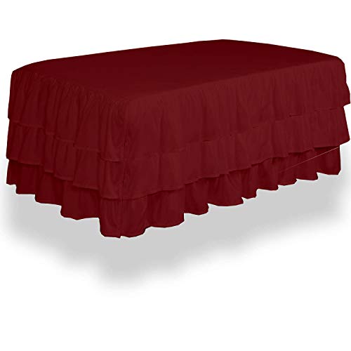 Image of Cottington Lane Multi Ruffle Crib Skirt Dust Ruffle Bed Skirt-Infant Crib Bed Skirt-Waterfall Ruffle Bed Skirt for Nursery Crib Toddler Bedding Crib Bed Skirt for Baby Boys or Baby Girls-Burgundy