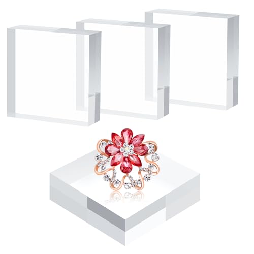 4 Cubos de Acrílico Transparente de 7.6 x 7.6 x 2.5cm, Bloques...