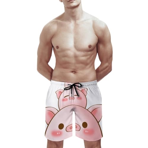 Maillot de bain séchage rapide cochon mignon avec cordon et poches UMENG - 3
