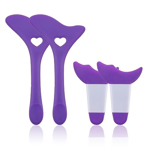 TIESOME Plantillas para delineador de ojos, 4 piezas de silicona para maquillaje de ojos multifuncional para aplicar crema herramienta para delineador de ojos pestañas maquillaje (Púrpura)