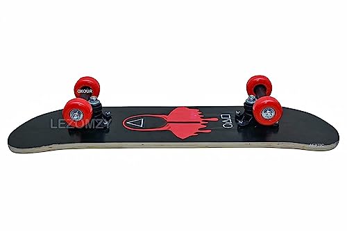 Image of Skateboard 24 inchx 6 inch Double Kick Concave Complete Skate Board 9 Layer Plywood Deck Standard Skateboards for Kids Boys Girls Beginners Teens Adult- (Red Diamond Print)