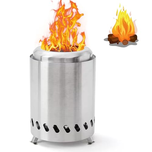 Rauchfreie Feuerstelle, Feuerschale Edelstahl, 20x14x14cm Edelstahl-Feuerstelle für Camping & Outdoor, Rauchfrei Campingkocher für den Außenbereich, Feuertonne mit Triple-Burn-Technologie