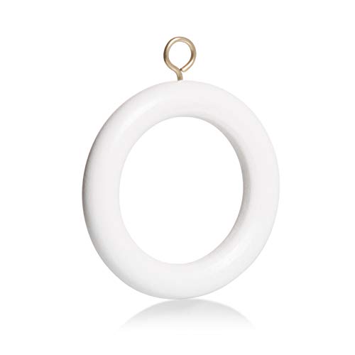 Small Wooden Wood Curtain Rings for 28mm Poles (White) by BrilliantBuys