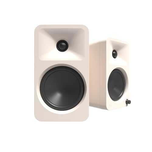 Image of Kanto ORA4 140W Powered Reference Speakers with Bluetooth 5.0 and USB-C Input | 4 inch Woofers with Deep Bass Extension | Bi-Amplified | 80 Hz Automatic Crossover | Reference Quality Sound | Pair | Cream