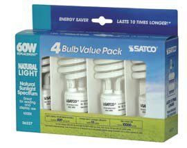 Satco S6237 13 Watt T2 Ultra Mini Spiral 5000K Natural Light Compact Fluorescent Light Bulbs - 4 per Package (60 Watt Replacement)