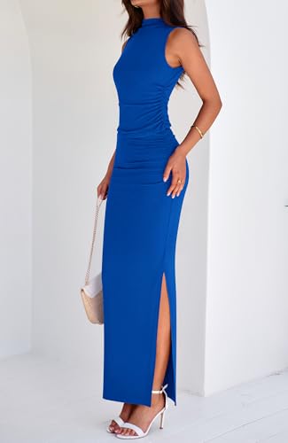 BTFBM Summer Two Piece Skirt Set for Women 2025 Dressy Lightweight Sleeveless Knit Top Going Out Split Maxi Skirt Set