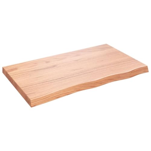 vidaXL Tischplatte, Schreibtischplatte mit Naturkante, Holztischplatte für Esstische Couchtische, Esstischplatte Couchtischplatte DIY Platte, Hellbraun Massivholz Eiche Unbehandelt