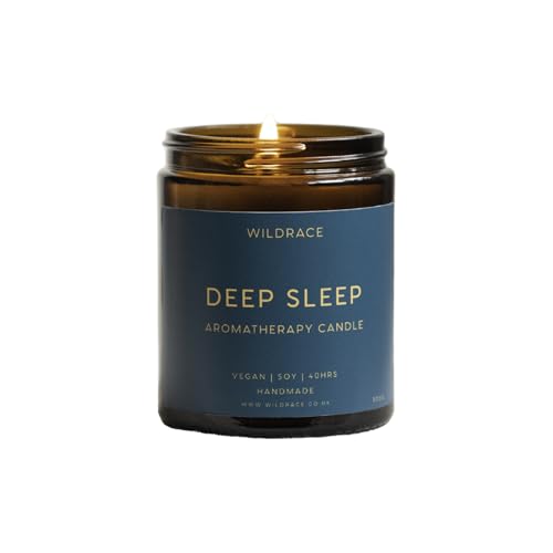 Wildrace Deep Sleep Candle | Sleep Aid Scented Gift | Luxury Natural Organic Lavender, Thyme, Ylang Ylang | Promotes Sleep | 40hr Burn Time | Calming Relaxation Candle | for Women Wildrace Deep Sleep Candle | Sleep Aid Scented Gift | Luxury Natural Organic Lavender, Thyme, Ylang Ylang | Promotes Sleep | 40hr Burn Time | Calming Relaxation Candle | for Women