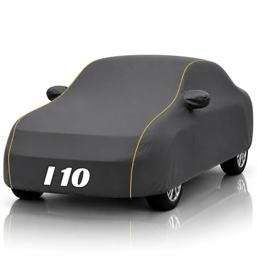 Image of Safe-Cars New Grey 100% Waterproof i10 Car Cover | Polyester Car Body Cover for Rain & Sun | UV Protection, Dustproof, Scratch Resistant, Windproof, Heat Resistant, Custom Fit
