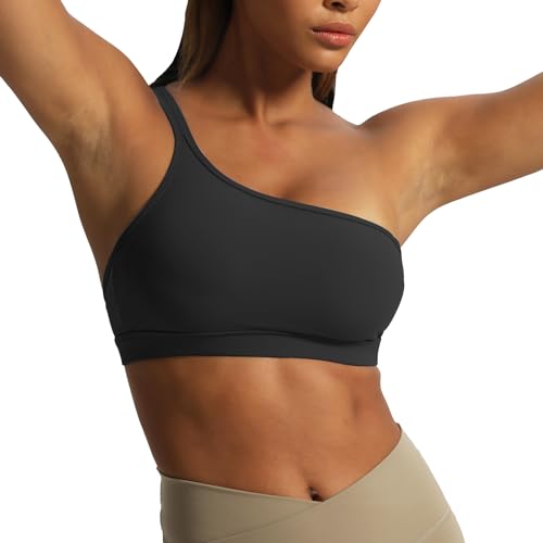 Aoxjox Women's Workout Sports Bras One Shoulder Astoria Asymmetrical Bra Fitness Training Gym Yoga Crop Tank2