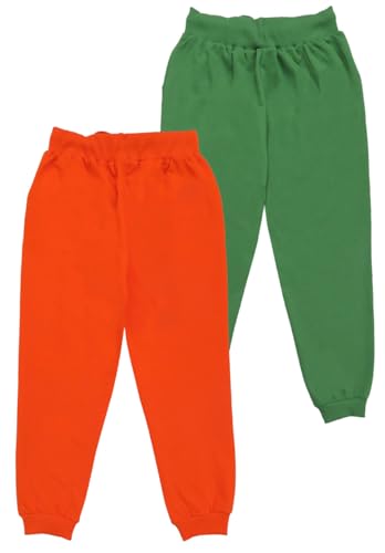 Image of Clothe Funn Boys Regular Track Pant Loop Knit Fabric,(Pack of 2) (5 Years-6 Years, Combo:-8, Orange & Green (Pack of 2))