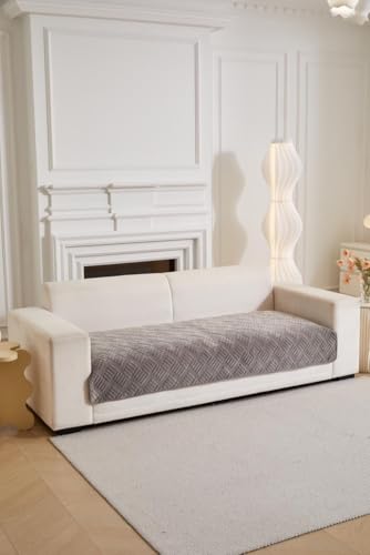 Image of HOMETHREADS Innovative Premium Velvet Sofa Cover Mat with PVC Backing for Non-Slip Comfort (L Grey, 2 Seater Small | 70x120cm)