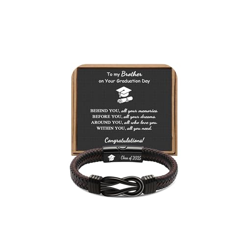 JoycuFF Graduation Gifts for Brother from Sister, 2025 High School College Graduation Gifts Bracelet for Brother, Class of 2025 Party Present Bracelets for Men