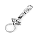 HZMAN Stainless Steel Car Keychain Gothic Punk Heavy Duty Car Key Holder Cool Skull Keychain Men's Keychain for Car Motorcycle Key