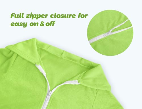 Image of Girls Swim Cover Up Multicolor Hooded Zip-Up Terry Swimsuit Ruffle Bathing Suit Kids Short Sleeve Swimwear
