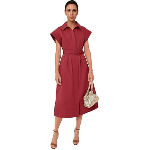 Malajisi Women's Elegant Midi Shirt Dress Cover