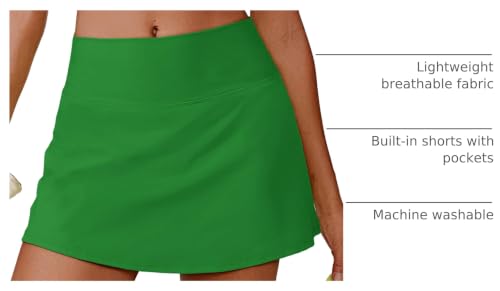 Image of PINSPARK Womens Tennis Skirt High Waisted Golf Skort with 2 Pockets Stretchy Athletic Skirts for Workout Pickleball Running
