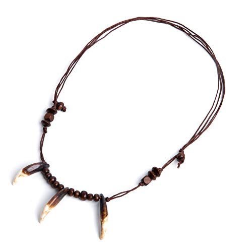 Unisex Adjustable Buffalo Bone Tooth Necklace - Indian Tribe Prayer Prehistoric Necklace(Include Teeth Bracelet)4