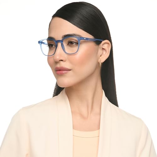 Image of HUSTLR Lenskart | Zero Power Bluecut & Antiglare Computer Eyeglasses | Full Rim Square Shape | As Seen On Shark Tank | For Men & Women | Medium | LB E14058-W