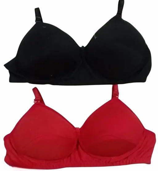 Image of RED Black Padded Bra Combo of-2 Bra Bra-Blak-Red (5) 36B
