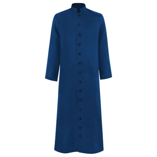 Hombres Thobe Manga Larga Abaya Caftán Árabe Túnica Étnica Maxi Vestido Caftán Camisas Musulmanas Vestidos Musulmanes Abaya Ropa de Oración Ropa de Oración Ramadán Batas Taiji Ropa, azul, 3XL