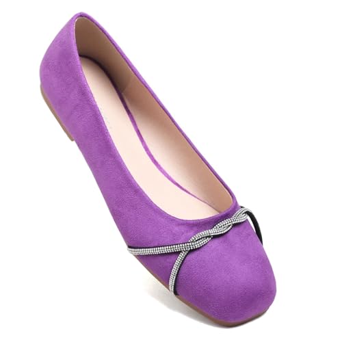 Image of TN TANGNEST Womens Casual Flats Chain Ballet Flats | Fashion Pointed Toe Rhinestone Flats, Comfort Slip On Dress Shoes for Business Work Office Wedding Party