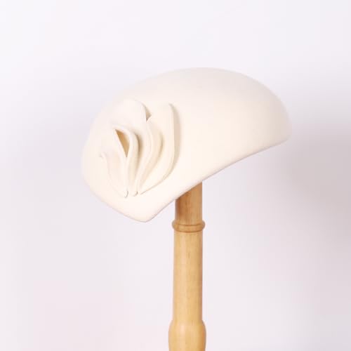 Image of Flower Womens Dress Fascinator Wool Felt Fedora French Pillbox Hat Party Wedding Teardrop Beret