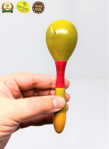 Image of A&A Kreative Wooden Rattle Handcrafted for Toddler Kids Children (Caribbean Rattle)