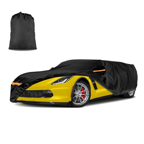 Car Cover for Chevy/Chevrolet Corvette C4 C5 C6 C7 1980-2019 | Heavy Duty Outdoor Full Exterior Cover | Sun Rain UV Dust and Snow Protection with Door Zipper (Black)