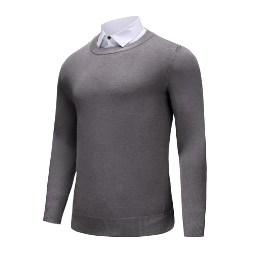 Men's Knitted Crewneck Sweater - Long Sleeve Lightweight Pullover Jumper for Casual and Dress Wear, Fall Knit Sweater3