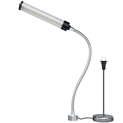 LED Magnetic Work Light, 15W high Brightness,Flexible Gooseneck lamp with Strong Magnetic Base for Lathe Milling Drill Press Industrial Lighting 110-230V Upgrade with Switch