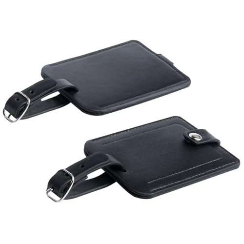 Luggage Bag Tags Leather Travel ID Labels Suitcase Name Tags with Snap Faux Luggage Tag Leather for...