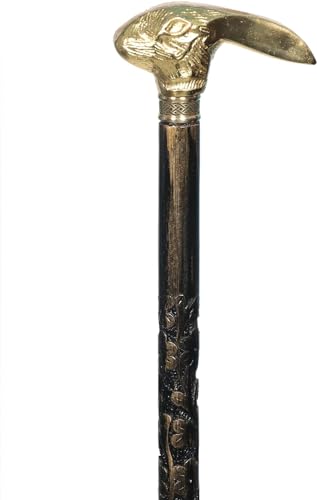 Vintage Antique Walking Cane Wooden Walking Stick Silver Brass Handle Knob Gift (Rabbit 1)